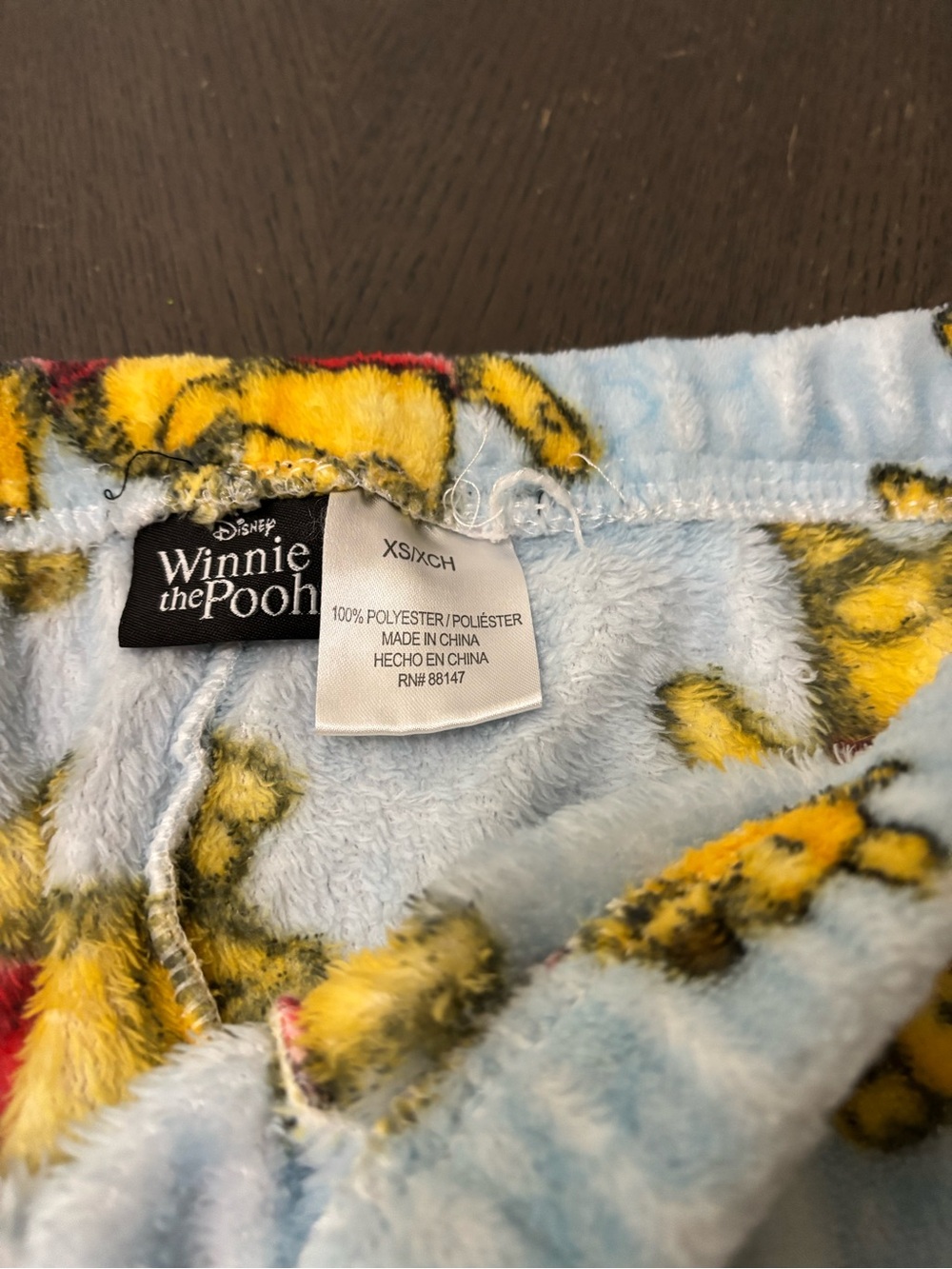 Disney Winnie the Pooh Light Blue & Yellow Fleece Pajama Pants - Picture 4 of 4